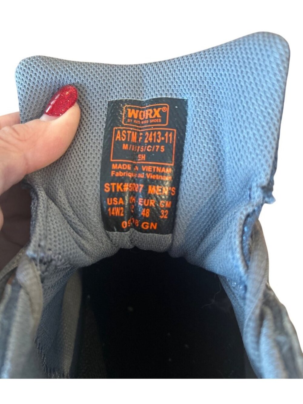 Worx Red Wing Safety Toe Work Shoes Sneakers Gray Blue Men's 14W2 EH Lightweight - Picture 11 of 11